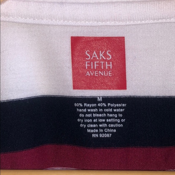 Saks Fifth Avenue White Striped Long-Sleeve Shirt - Picture 4 of 4